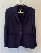 Jones New York Deep Purple Shawl Collar Crepe Blazer Jacket Size 6 Career Photo 0
