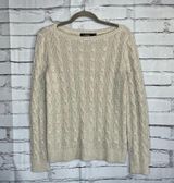 Lauren Ralph Lauren Black Label Cable Knit Cream Sweater Preppy Fall M Vintage Photo 0