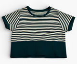 Aerie Green and White Striped Crop Tee Photo 0