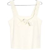 Madewell Tie-Front Tank Top Terrycloth Stretchy Strap Cropped Bright Ivory XS Photo 0