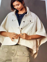 PILCRO The Weston Denim Cape boyfriend from Anthropology cream XS cotton Photo 0