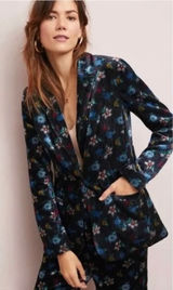 Anthropologie ETT:TWA Blooming Floral‎ Corduroy Blazer Jacket Academia Size 2 Photo 0