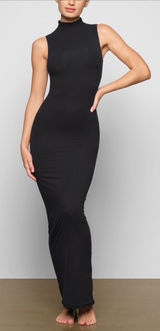 SKIMS NWT Onyx Black Sleeveless Mock Neck Maxi Dress Size XS Photo 0