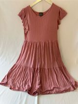 Olivia Rae Dusty Rose Ruffle Sleeve Midi Dress Photo 0