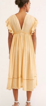 Free People Will Wait For You Dress Women's Medium Natural Boho Ruffle Festival Photo 0