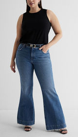 Express‎ 12 Jeans 70s Flare Mid Rise Conscious Edit Medium Wash Blue Boho Retro Photo 0