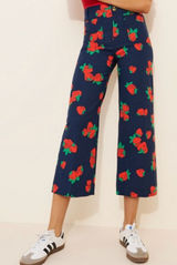 Maeve The Colette Cropped Wide-Leg Pants in Strawberry Linen Edition Size 26 Photo 0
