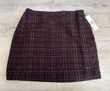 Calvin Klein Womens Tweed Plaid Mini Skirt Black Pink White Size 12 Large NWT Photo 0