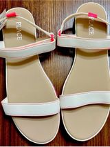 The Children's Place White Sandals with Pink Accent Trim Photo 0
