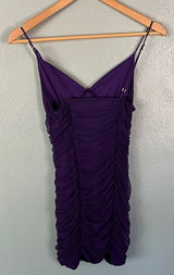 Lucy in the Sky Deep Purple Ruched Mini Dress Photo 0