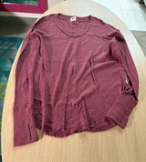 We The Free Long Sleeve Top Medium Maroon Thumbholes Deep Scoop Neck Cotton Photo 0