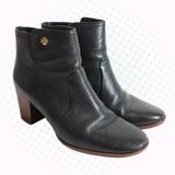 Tory Burch Black Pebbled Leather Pointed Toe Heel Chelsea Ankle Boots Size 8.5 Photo 0