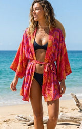 NEW Rose & Olive Kimono / Duster / Robe / Swim Coverup M Photo 0