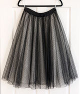 Alice + Olivia Camille Polka Dot Tulle Pouf Midi Skirt Black M NWT $495 Photo 0