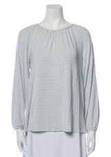 LAKE‎ Pajamas Pima Long Sleeve Top Womens L Blue Striped Modal Lounge Sleepwear Photo 0