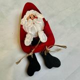 Handmade Wooden Santa Claus Brooch Pin Photo 0