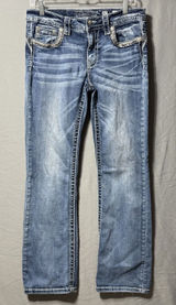 Miss Me Chloe Boot Jeans Women 30 Mid‎ Rise Embellished 30x30 Distressed Bling Photo 0