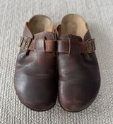 NC Club Dark Brown Oiled Leather Clogs Mules Size 9 Made in Spain Photo 0