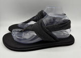 Sanuk Sandals Womens 9Yoga Flat Thong Slingback Black/grayFabric Casual‎ Comfort Photo 0