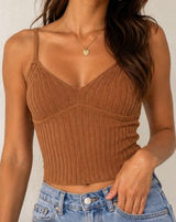 Aeropostale Ribbed Knit Cami Tank Brown Y2K Soft Girl Crop Top M Photo 0