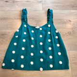 Blu Pepper Pom Pom Tank Top Sleeveless Casual Summer Teal Top Size Large L Photo 0