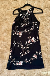 White House Black Market Black Floral Halter Shift Dress Size 4 Photo 0
