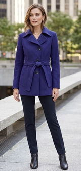 Nine West Suit Womens‎ Royal Purple Belted Peacoat Jacket Size 6 RN 54050 Photo 0