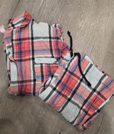 Victorias Secret XL Plaid Button-Down Pajama Set Red pink White winter warm Photo 0