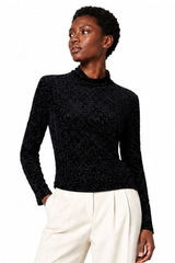 Vtg Frazier Lawrence Mock Neck‎ Top Burnout Velvet Black Gothic Women Size M Photo 0