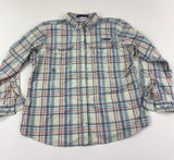 Columbia PFG Super Bahama Shirt Womens Large Beige Plaid Long Sleeve Fishing Sun Photo 0