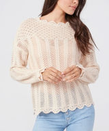 Paige Kuzuyu Ecru Crochet Sweater Women’s XL Cottage core Bohemian‎ Photo 0