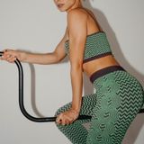 Zara‎ Set XS Green Purple Knit Crop Top Legging Slimming Geometric Sexy Gym Yoga Photo 0