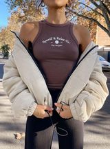 Princess Polly Beige Corduroy Puffer Jacket Photo 0