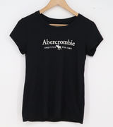 Abercrombie T-Shirt Womens XS Soft A&F Collection Black Graphic Logo Excellent Photo 0