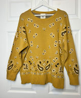 Cotton & Rye Bandana Paisley Sweater XL Mustard Yellow Boho Oversized Photo 0