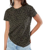 Lucky Brand Animal Print Short Sleeve Crewneck T-Shirt Olive Green Size Medium Photo 0