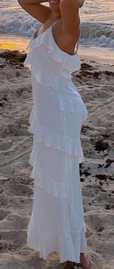 Maxi ruffle white dress Size M Photo 0