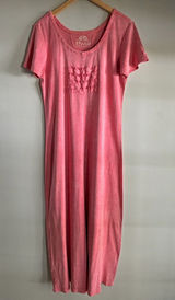 Vintage Produce Studio Pink Cotton Maxi Dress L Lagenlook Art to Wear Photo 0