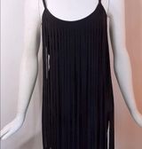 New Peep Toe fringe flapper 1920’s style dress black M Photo 0