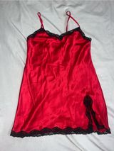 Size M Women’s Victoria’s Secret Satin chemise slip night pajama red Photo 0