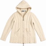 Aran Crafts Women's M Fits S Merino Wool Full Zip Sweater Cable Ireland Ivory Photo 0