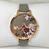 Olivia Burton women watch grey floral dial rose gold tone 38mm leather running Photo 0