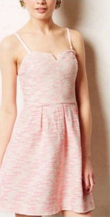 Anthropologie Moulinette Soeurs Tweed Pasteque Dress Size 6 White Pink Wedding Photo 0