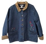 VTG HAIK’S Quilted Denim Jacket 2X USA Floral Patch Corduroy Collar Americana Photo 0