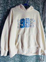 Altar’D State 1998 Cream And Blue Hoodie Sweater Womens Size Medium Photo 0