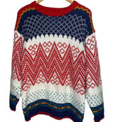 Vtg One Step Up Women's M Sweater Fair Isle‎ Diamond Knit 80s Acrylic Colorful Photo 0