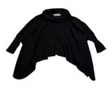 Free People Beach Poncho Sweater Women XS Black Waffle Knit‎ Cowl Neck Boho Photo 0