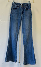 BP High Rise Flare Jeans Medium Wash Blue Denim Size 24 Full Length Festival Photo 0