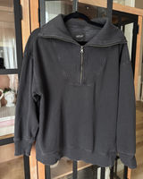 Aerie Down To Earth half zipper pullover sweatshirt ribbed charcoal oversized Photo 0