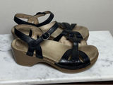 Women’s DANSKO Season Black Full Grain Leather Clog Strappy Sandals Heels Sz 39 Photo 0